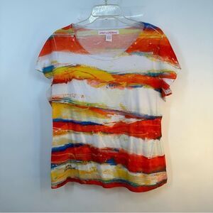 Leoma Lovegrove Size L Scoop Neck Multicolored Short Sleeve Tee-Shirt